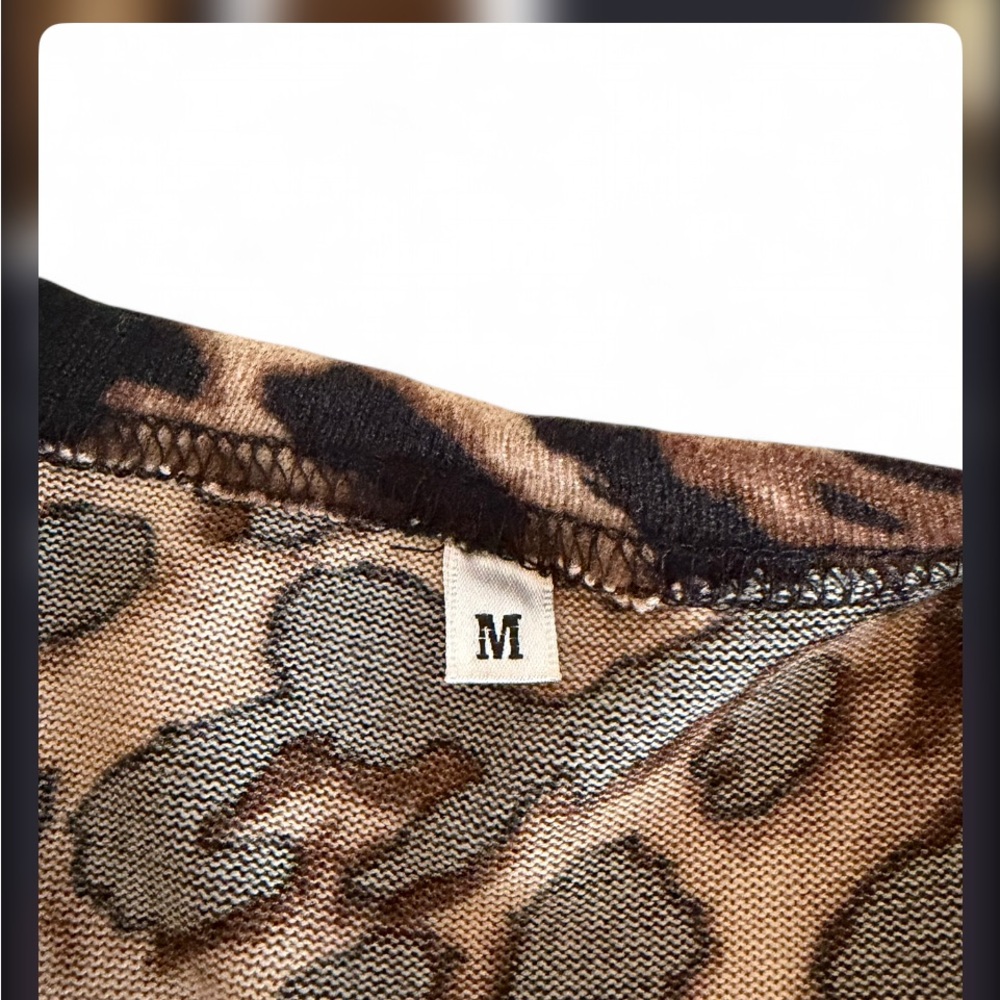 Leopard Print Open Cardigan - Brown & Black Animal Print - Picture 5 of 6